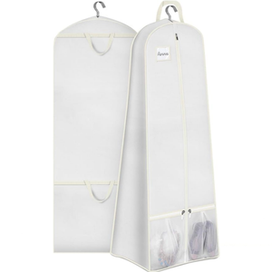 <span class=keywords><strong>Housse</strong></span> de rangement pliable grande capacité pour robe de mariée et robes de soirée, noire, avec soufflets et poches, pour voyage - Product Image 6