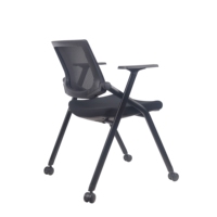 Chaise de formation moderne noire en plastique avec roulettes, pliable, pour bureau, réunions, maison et salles de conférence – Vente en gros