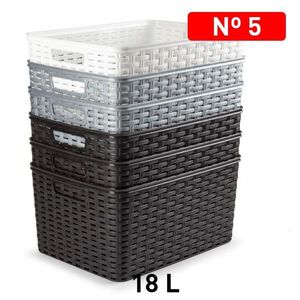 Cesta Rattan N5 Plastic Storage Basket 18L 38X28CM Stackable Organizer for Home Use - Product Image 3