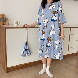 <span class=keywords><strong>Pyjama</strong></span> d'été pour femmes, style coréen, imprimé de dessins animés mignons, ample, pour femmes enceintes, manches courtes, taille élastique, printemps, bon - Product Image 1