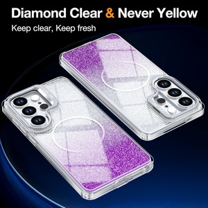 Étui magnétique dégradé pailleté avec béquille pour appareil photo pour Samsung Galaxy S26, coques de téléphone combinées TPU PC pour S26 Ultra - Product Image 2