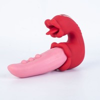 Weiblicher Simulations-Vibrator mit Zungenleck- und Vibrationsfunktion, Wiederaufladbar, Klitoris-Stimulation, G-Punkt-Orgasmus, Starke Schockvibrationen