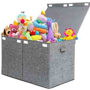 122L <b>Large</b> Toy Chest Box with Lid, Foldable Toy Storage Organizer <b>Bin</b> Boxes with Removable Divider for Kids - Product Image 1