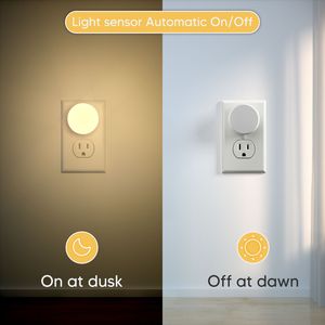 Smart <b>Light</b> <b>Sensor</b> Night <b>Light</b> <b>Plug</b> <b>in</b> Mini Round LED Wall Lamp 2700K Warm White for Bedroom Bathroom Hallway Stairs - Product Image 2