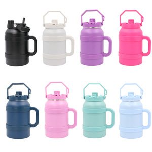 Nouvelle bouilloire isotherme portable en acier inoxydable grande capacité pour voiture et extérieur avec poignée, paille et cuillère, seau isotherme - Product Image 6