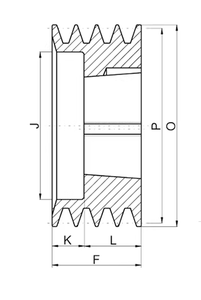 Puleggia per Cinghia Trapezoidale SPZ in Ghisa, Diametro Esterno 80 mm, 2 Scanalature, Bilanciamento Dinamico - Product Image 4