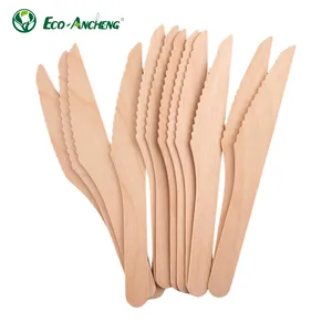 Portable Biodegradable Flatware Sets Disposable Wooden Cutlery For Take Away Use