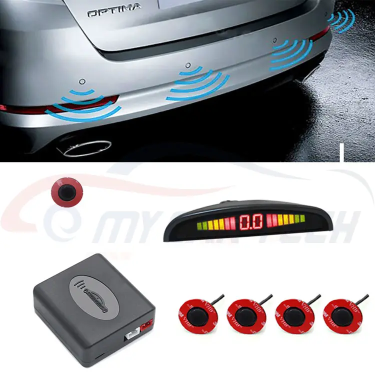 High Quality LED Display Rearview Mirror Monitor Backup Reverse Parking Sensor with 4pc Camera Parking Sensor Kit