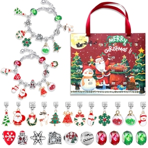 Bracelet calendrier de Noël vente en gros Kit de fabrication de bijoux bricolage fait à la main bracelet de perles ensemble avec boîte de rangement pour cadeau pour les filles - Product Image 1