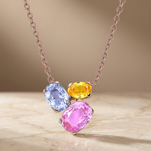 Rose Gold Plated Pendant <b>Necklace</b> With Multicolor Zircon Stones Minimalist Box Chain Everyday Wear Unisex Jewelry - Product Image 3