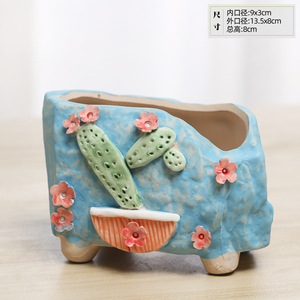 Vẽ tay hoa ba chiều Chậu Nhiều cây độc đáo trang trí vườn gốm không khí lưu thông chân lấy cảm hứng từ nhân tạo - Product Image 6