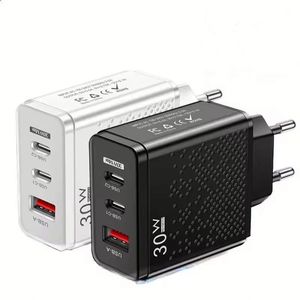 อะแดปเตอร์ชาร์จโทรศัพท์มือถือ 30W 2USB PD Type-C USB C 3 พอร์ต หัวปลั๊ก US EU UK 5V/2.4A ชาร์จไฟแบบติดผนัง - Product Image 1