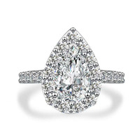 Romantischer Konzert-Ring mit luxuriösem Birnen-Diamanten, brillanter Kunstschliff, 3 Krappen, 18K Weißgold, Labor-Diamant, Ringband für Damen