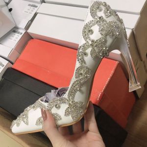 Chaussure Mariage Femme High Quality Dinner Elegant Crystal <b>White</b> Lace Formal Wedding Bride Shoes for Women - Product Image 6