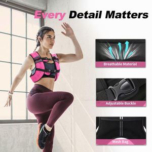 Gilet lesté réglable pour femmes, avec 6 poids en sable de fer, pour l'entraînement de force, l'exercice physique, la course à pied, la marche et les séances d'entraînement. - Product Image 2