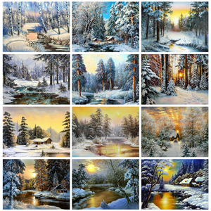 All'ingrosso fai <span class=keywords><strong>da</strong></span> te <span class=keywords><strong>paesaggio</strong></span> di neve <span class=keywords><strong>invernale</strong></span> strass mosaico di diamanti per la decorazione per la casa pieno trapano 5D kit di pittura diamantata - Product Image 2