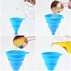 Embudo plegable de silicona rojo, azul y verde, embudos de cocina plegables de boca ancha para cocinar y hornear con asa. - Product Image 5