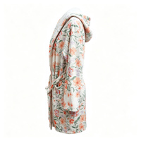 Peignoir à capuche absorbant double face doublé en sherpa, imprimé floral doux, pour femme, décontracté, pour la maison, le spa, cadeau de vacances