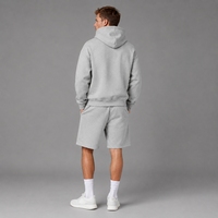 Ensemble de survêtement unisexe personnalisé surdimensionné en molleton 100 % coton, comprenant un sweat à capuche sans cordon et un short ample pour homme