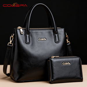 Colefa nuovo Design grande borsa <span class=keywords><strong>nera</strong></span> con cerniera <span class=keywords><strong>borsetta</strong></span> con piccolo portafoglio oro nero borse a mano di lusso per le donne all'ingrosso - Product Image 4