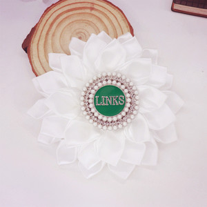 Delicati i collegamenti incorporati simbolo delicato verde e bianco corpetto di tono Pin fatto a mano nastro di raso collega signora spilla di fiori - Product Image 3
