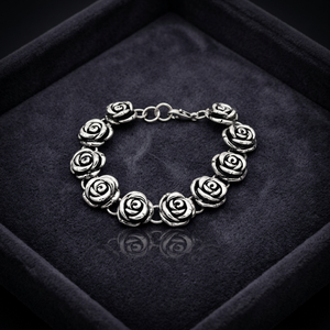 Bracelet en argent 925 avec chaîne en forme de rose - Design classique romantique à maillons floraux [12,5x13,5 mm] - Product Image 3