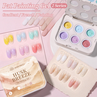 BORN PRETTY Air Cushion Solid Patting Gel Palette 6 Grids Sans Résidu Ombre Pat Pat Gel Peinture Ongles pour Salon Nail Art Dégradé