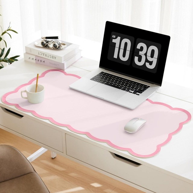 Niche Design Scalloped Edge Large Table Mat Waterproof Oil-Resistant Office Desk Girly Heart Computer Keyboard Mouse Pad