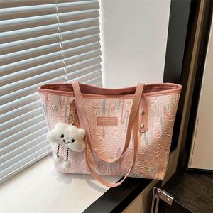 I-0448 New Eco-Friendly <b>Large</b> Pu <b>Canvas</b> Open Tote <b>Bags</b> for Women Kawaii Cute Fashion Star Pattern Shoulder Strap <b>Bags</b> for - Product Image 3