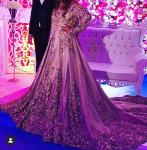 Atiya libas Dubai สไตล์โมร็อกโก lehenga choli วัสดุอะซิเตทสำหรับงานแต่งยาวยาว - Product Image 3