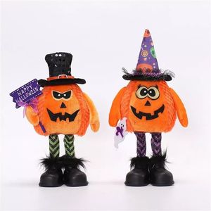 Cheerful <b>Orange</b> Pumpkin Figurines Set of 2 Cute Standing Ornaments for Fall Home Entryway - Product Image 4