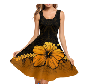 Elegante vestido <span class=keywords><strong>de</strong></span> <span class=keywords><strong>verano</strong></span> sin mangas para niñas Polinesia Tribal estampado Floral camiseta ecológica Casual suelto dulce Sling vestido - Product Image 4