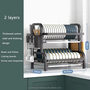 CY-543 2 שכבה פלדה מתכת מטבח מארגן מדף אחסון 2 שכבה מדפים תיבול ייבוש צלחת משק הבית - Product Image 3