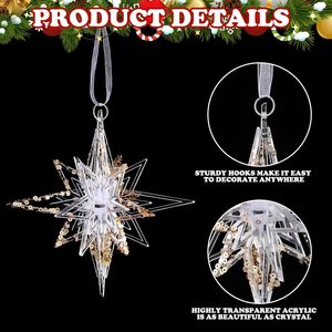 Luxury Acrylic Transparent <b>Christmas</b> Tree Sequins Glitter Hanging Ornaments Custom Size Decoration - Product Image 2