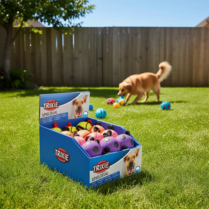 Juego de pelotas de neón Trixie de goma suave de 6 cm con cuerda para perros, juguete - Product Image 3