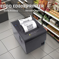 EDOO ED808 USB Wifi BT Antarmuka Ethernet Printer Thermal Murah 80mm Dengan Pemotong Otomatis untuk Logistik dan Struk Ritel