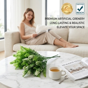 Feuillage artificiel <span class=keywords><strong>de</strong></span> lierre, branche d'aiguilles <span class=keywords><strong>de</strong></span> pin pour décoration <span class=keywords><strong>de</strong></span> jardin extérieur et <span class=keywords><strong>de</strong></span> mariage, feuille <span class=keywords><strong>de</strong></span> verdure artificielle réaliste - Product Image 1