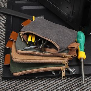 Heavy Duty 16OZ Waxed Canvas Mini Zipper Bag Pouch Network Tool Kit Bag - Product Image 4