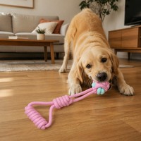 Jouet pour chien en corde de coton nouée, jouet à tirer tressé, jouet à mâcher pour animaux de compagnie noué à la main pour un jeu interactif