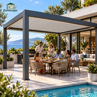 Pergola motorisée en aluminium durable avec toit à lames orientables pour le contrôle solaire et la ventilation, idéale pour les hôtels, les toits, les piscines et les terrasses.