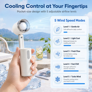 Mini ventilateur pliable portatif avec lumière LED, rechargeable par USB, grande autonomie, moteur sans balais, mini ventilateur portable avec lumière LED - Product Image 5