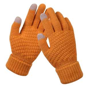 Guantes de punto jacquard de acrílico grueso con LOGO personalizado, para pantalla táctil, estilo liso y moderno, con borde suave, para invierno - Product Image 4