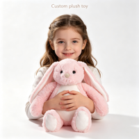 Fabricant OEM/ODM, jouet en peluche lapin rose, lapin aux longues oreilles, jouets en peluche, design de dessin animé, jouet en peluche lapin