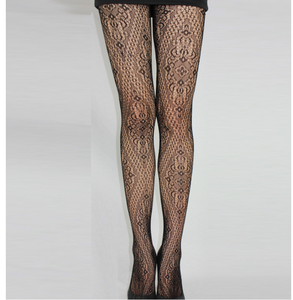 Medias negras de talla grande únicas, diseño de pantimedias sexis con flores de encaje de rejilla, de tamaño grande, para hombre y mujer - Product Image 5