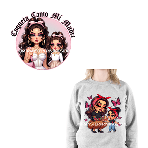 Autocollants mexicains chicana pour maman, fille et fils, autocollants de transfert thermique « Proud Latina Mamacita Chingona » prêts à être pressés pour t-shirts et sacs - Product Image 1