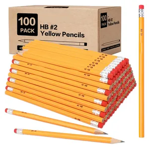מחיר מפעל 2 HB מחודד מראש עיפרון צהוב מבצע 150 יח'\סט עיפרון סטודנט עם מחק