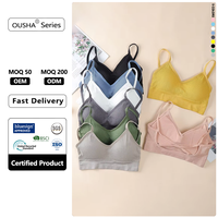 Fabricant de soutiens-gorge de beauté sans couture en gros 95% nylon 5% spandex sans fil dos croisé avec décoration en dentelle Logo personnalisé sur bonnet