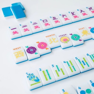 Jeu de <span class=keywords><strong>Mahjong</strong></span> Américain Personnalisé, Édition Unique, Bleu Éclatant, 160 Tuiles Acryliques Peintes à la Main, Cadeau de Luxe - Product Image 5