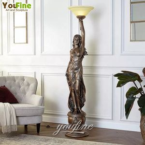 ラージキャストブロンズエレガントな女性ランプポスト像 - Product Image 3