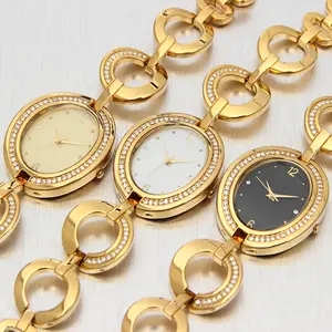 Золотые часы с бриллиантами для женщин, часы с браслетом, японские кварцевые маленькие женские часы